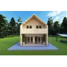 Isolierte Blockbohlenhaus PENELOPE 98 m², 44/80/30/40 mm, Frontansicht