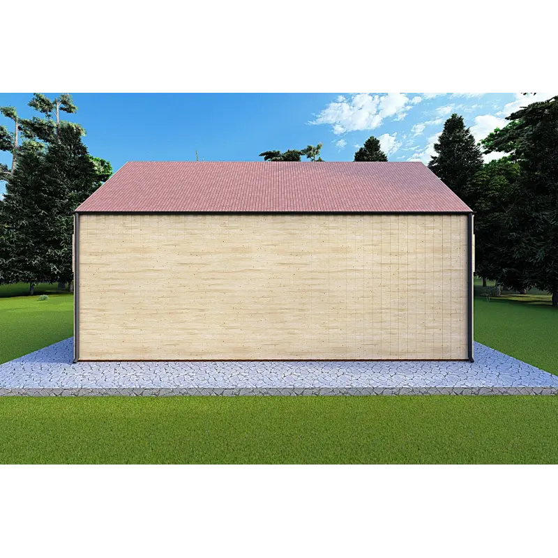 Isolierte Blockbohlenhaus PENELOPE 98 m², 44/80/30/40 mm, linke Seite
