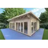 Holzhaus AURELIA 6x8, 44mm, Frontansicht rechte Seite