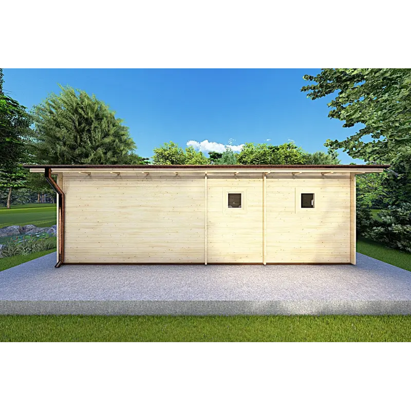 Holzhaus AURELIA 6x8, 44mm, Rückansicht