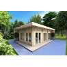 Blockbohlenhaus FLAMINIA 8x6, 44mm, Frontansicht rechte Seite