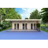Blockbohlenhaus FLAMINIA 8x6, 44mm, Frontansicht