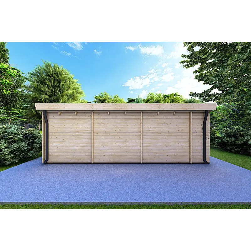 Blockbohlenhaus FLAMINIA 8x6, 44mm, Rückansicht