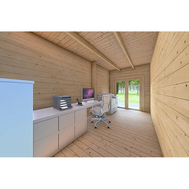 Blockbohlenhaus FLAMINIA 8x6, 44mm, Innenansicht Büro