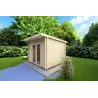Moderne Gartenhaus ILARIA 3x3, 44mm, Frontansicht rechte Seite