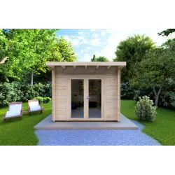 Moderne Gartenhaus ILARIA 3x3, 44mm, Frontansicht