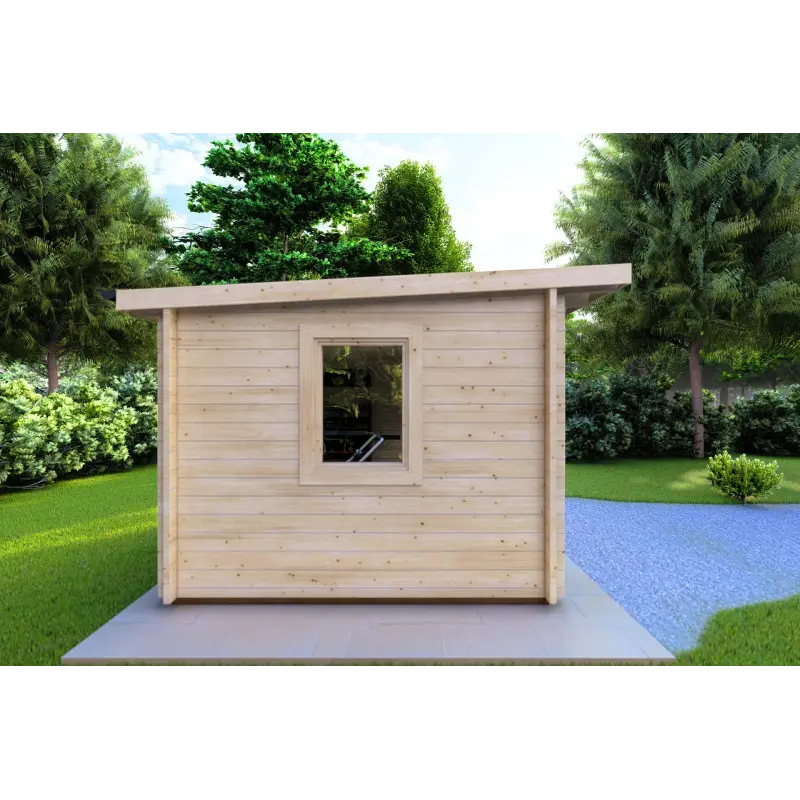 Moderne Gartenhaus ILARIA 3x3, 44mm, linke Seite