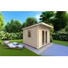 Moderne Gartenhaus ILARIA 3x3, 44mm, Frontansicht linke Seite