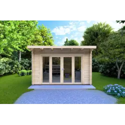 Gartenhaus Holz ILARIA 4x3, 44mm, Frontansicht