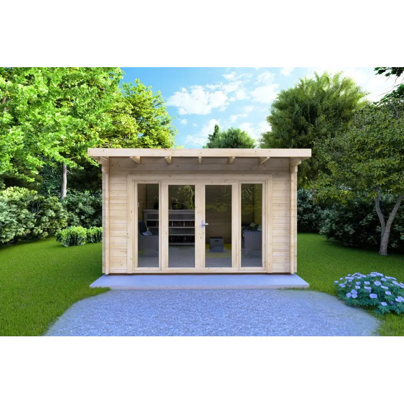 Gartenhaus Holz ILARIA 4x3, 44mm, Frontansicht
