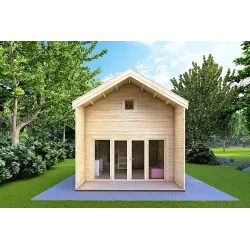 Holzhaus ELODIE 4x6, 44mm, Frontansicht