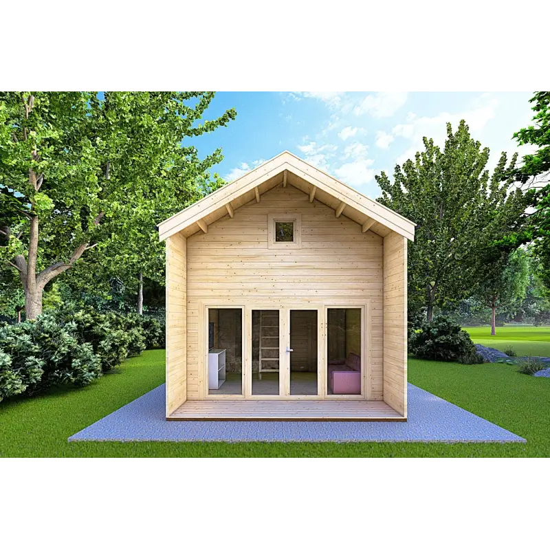Holzhaus ELODIE 4x6, 44mm, Frontansicht