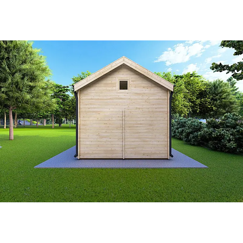 Holzhaus ELODIE 4x6, 44mm, Rückansicht
