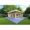 Gartenbüro FLAMINIA 6x6 m, 44mm, Frontansicht rechte Seite