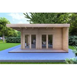 Gartenbüro FLAMINIA 6x6 m, 44mm, rechte Seite