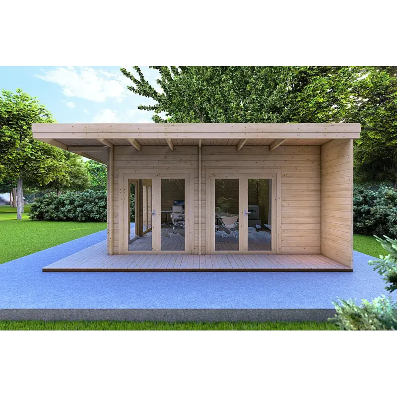 Gartenbüro FLAMINIA 6x6 m, 44mm, rechte Seite