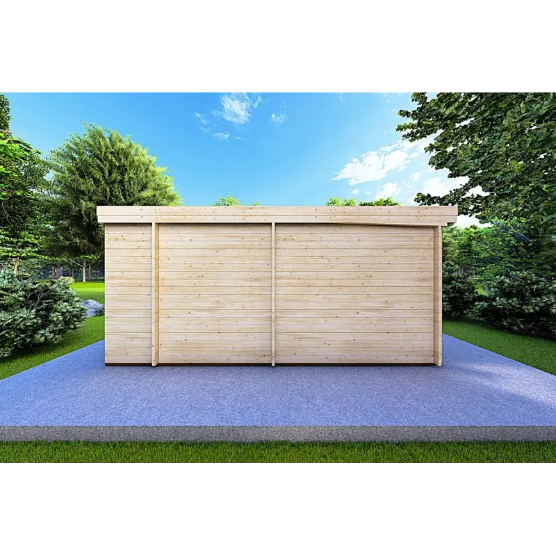 Gartenbüro FLAMINIA 6x6 m, 44mm, Rückansicht