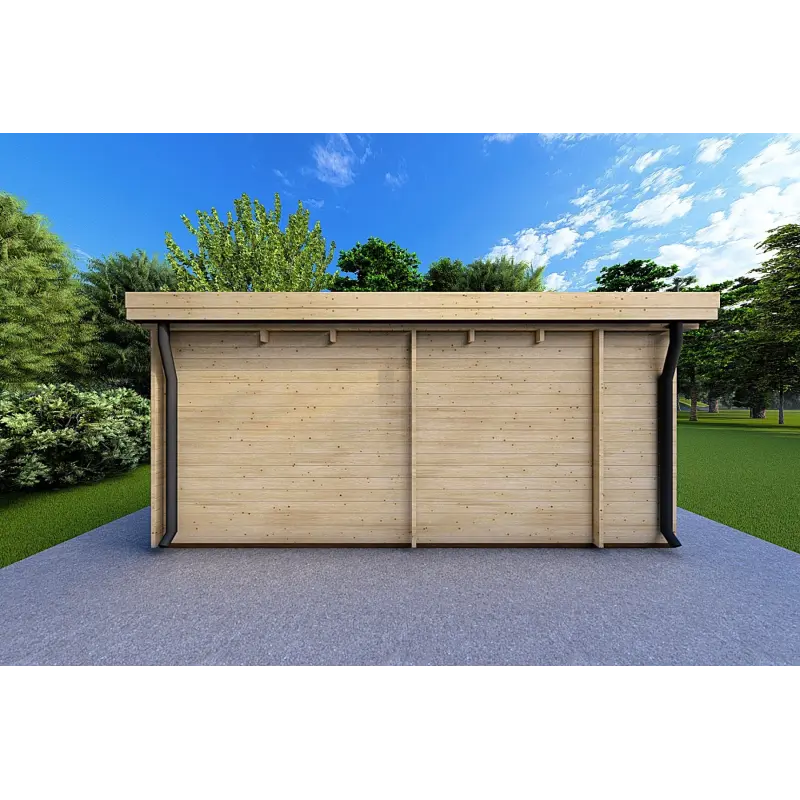 Gartenbüro FLAMINIA 6x6 m, 44mm, linke Seite