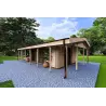 Holzhaus fertighaus​ OLIMPIA auf einer Etage, 84 m², 44/140/44 mm, Frontansicht rechte Seite