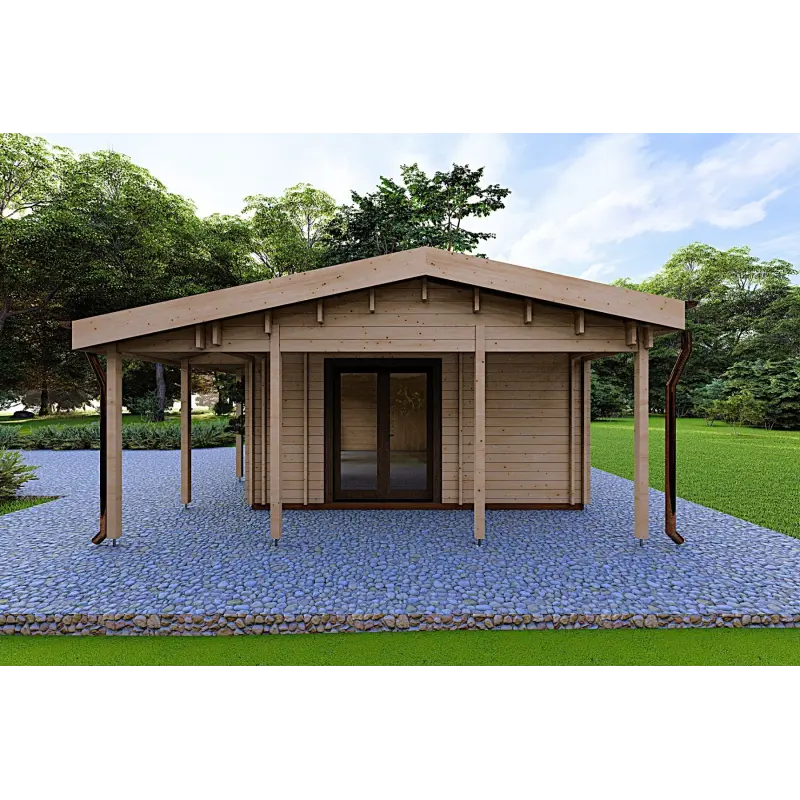 Holzhaus fertighaus​ OLIMPIA auf einer Etage, 84 m², 44/140/44 mm, rechte Seite