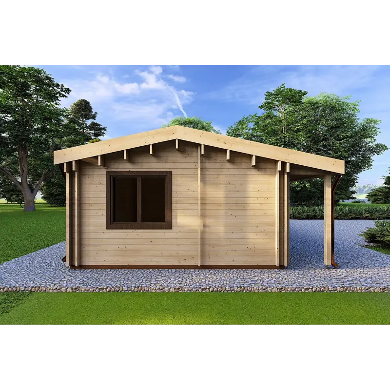 Holzhaus fertighaus​ OLIMPIA auf einer Etage, 84 m², 44/140/44 mm, linke Seite