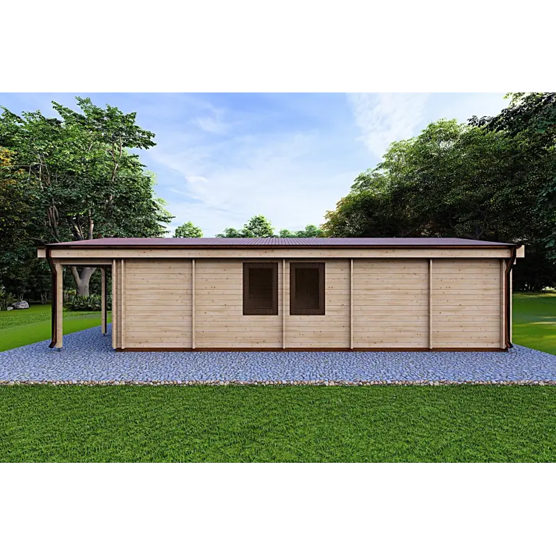 Holzhaus fertighaus​ OLIMPIA auf einer Etage, 84 m², 44/140/44 mm, Rückansicht