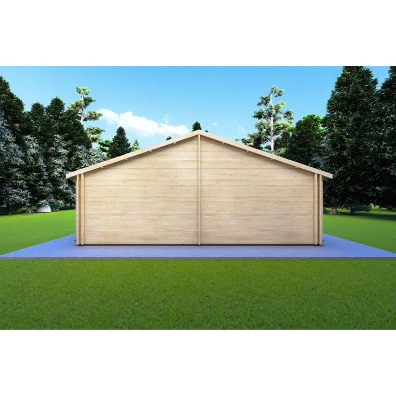 Fertighaus Holzhaus SOFIA 17×8 im traditionellen Stil, 44/140/44 mm, Rückansicht