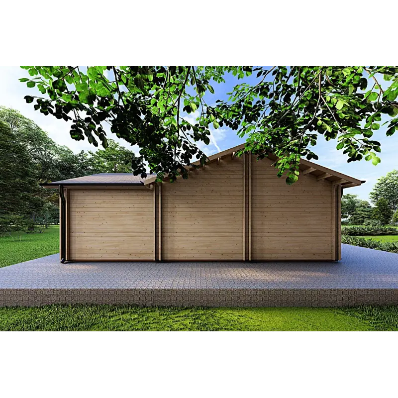 Fertighaus Holzhaus mit Satteldach ISOTTA 125 m², 44/140/44 mm, linke Seite