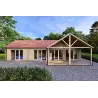 Holzhaus Fertighaus​ AGNESE 95 m², 44/140/44 mm, Frontansicht