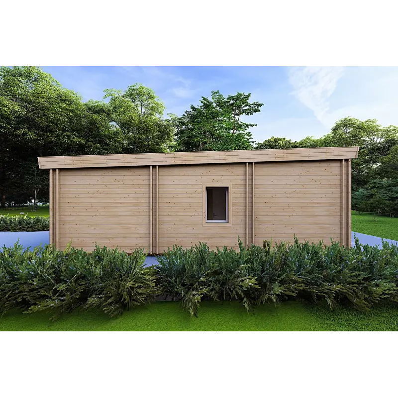 Fertighaus Holzhaus mit Flachdach CAMELIA 125 m², 44/140/44 mm, linke Seite
