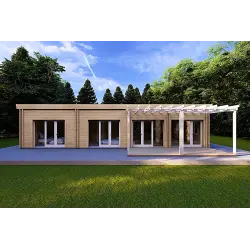 Holzhaus Fertighaus​ DAFNE 95 m² 44/140/44 mm, Frontansicht