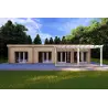 Holzhaus Fertighaus​ DAFNE 95 m² 44/140/44 mm, Frontansicht