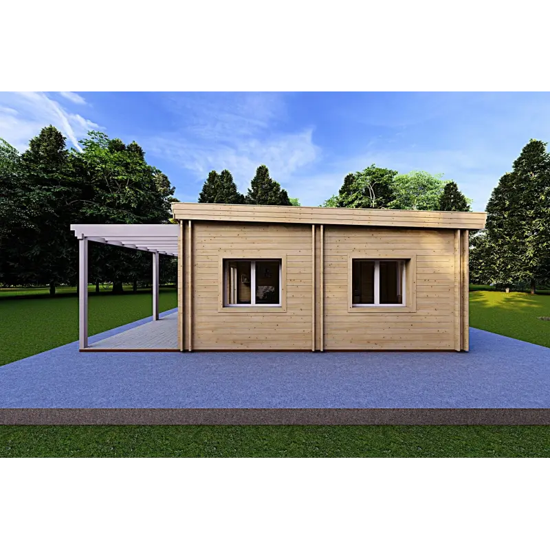 Holzhaus Fertighaus​ DAFNE 95 m² 44/140/44 mm, rechte Seite