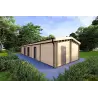 Holzhaus Fertighaus​ mit Garage CLOE 114 m², 44/140/44 mm, Frontansicht rechte Seite