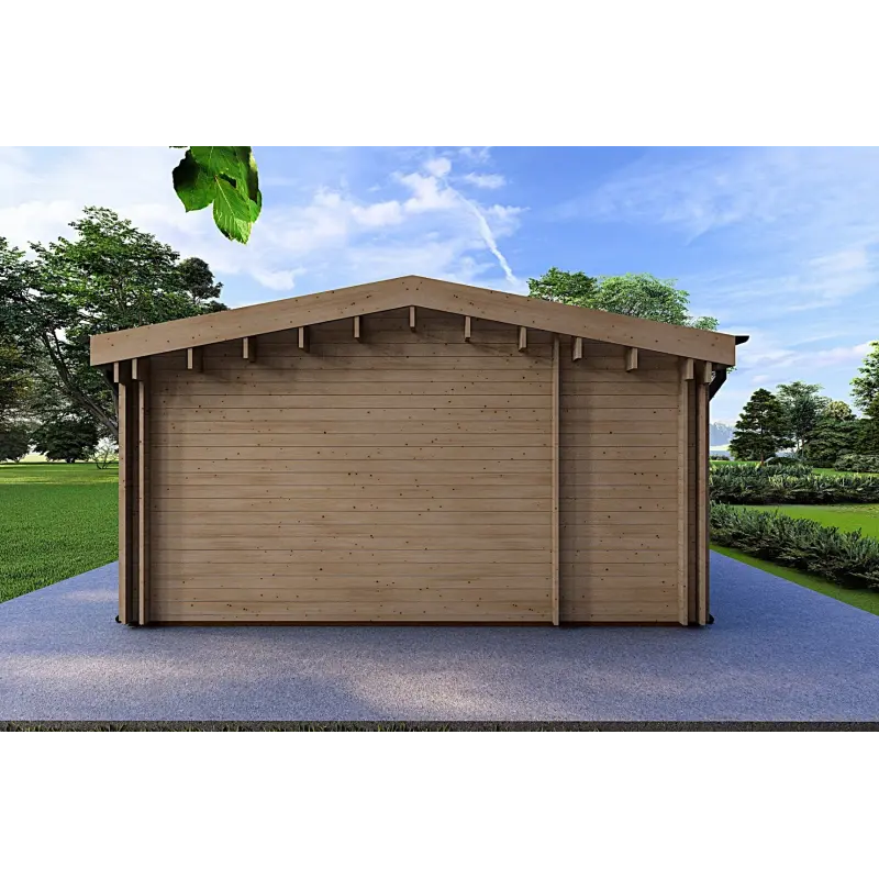 Holzhaus Fertighaus​ mit Garage CLOE 114 m², 44/140/44 mm, linke Seite