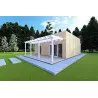 Holzhaus Fertighaus​ mit doppeler Veranda NAUSICAA 98 m², 70/100/30/40 mm, Frontansicht rechte Seite