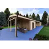 Fertighaus Holzhaus mit Garage CLIO 135 m² 44/140/44 mm, Frontansicht rechte Seite
