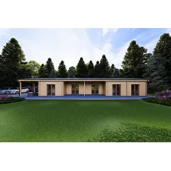 Fertighaus Holzhaus mit Garage CLIO 135 m² 44/140/44 mm, Frontansicht