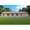 Fertighaus Holzhaus mit Terrasse GINEVRA 129 m², 44/140/44 mm, Rückansicht