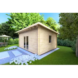 Gartenhaus Holz mit Pultdach GLORIA 5.2x4.2, 44mm, Frontansicht rechte Seite