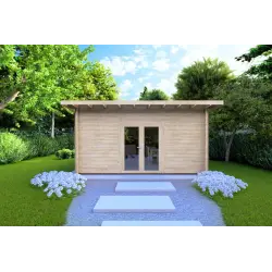 Gartenhaus Holz mit Pultdach GLORIA 5.2x4.2, 44mm, Frontansicht