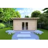 Gartenhaus Holz mit Pultdach GLORIA 5.2x4.2, 44mm, Frontansicht