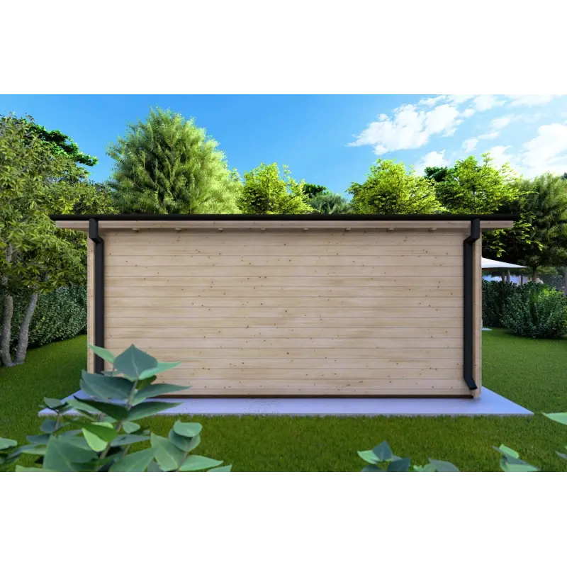 Gartenhaus Holz mit Pultdach GLORIA 5.2x4.2, 44mm, Rückansicht