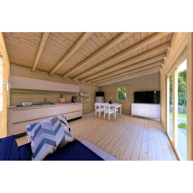Gartenhaus Holz mit Pultdach GLORIA 5.2x4.2, 44mm, Innenansicht