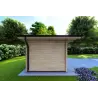 Moderne Gartenhaus AURORA mit Holzlager 4.5x2.5, 44mm, linke Seite