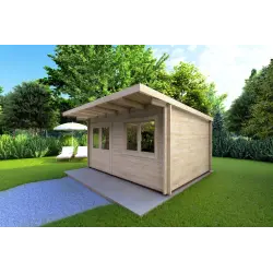 Gartenhaus Holz SIBILLA 4.5x3.5, 44mm, Frontansicht rechte Seite