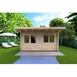 Gartenhaus Holz SIBILLA 4.5x3.5, 44mm, Frontansicht
