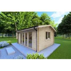 Gartenhaus Holz JESSICA 5x4, 44mm, Frontansicht rechte Seite