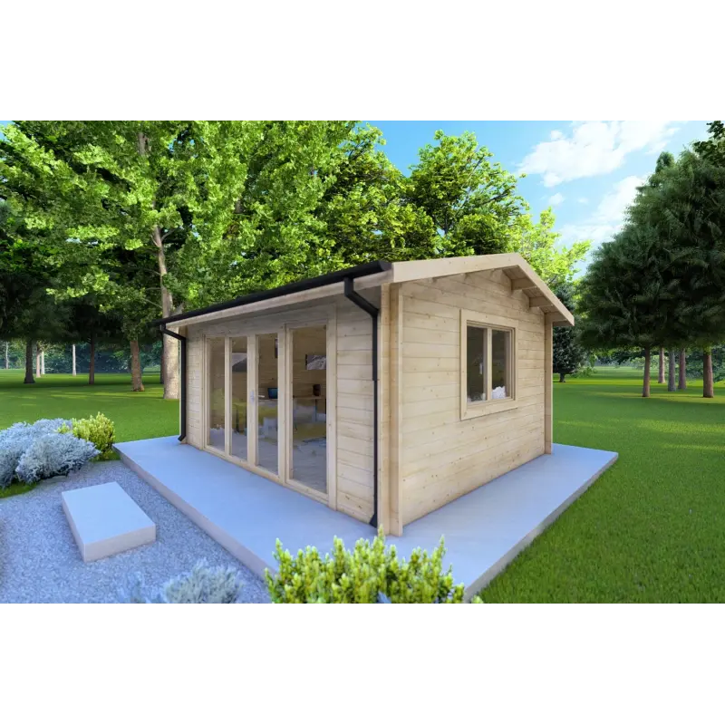 Gartenhaus Holz JESSICA 5x4, 44mm, Frontansicht rechte Seite