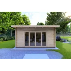 Moderne Gartenhaus ELISA 5x5, 44mm, Frontansicht